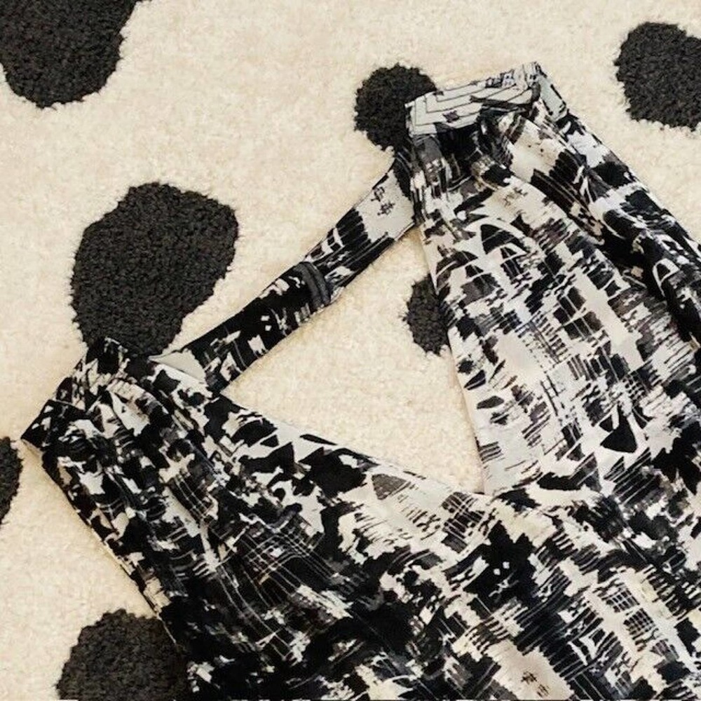 Parker $253 Women's Small Black White Abstract Print Sleeveless Mini Dress - Picture 4 of 11